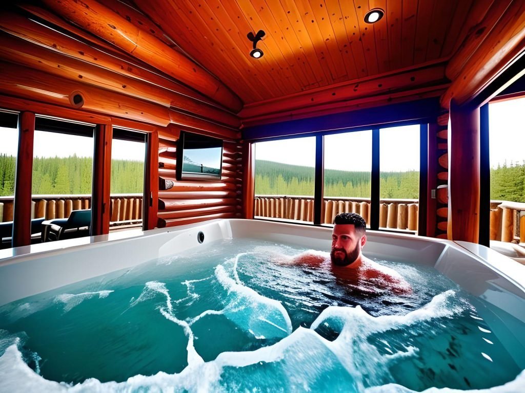 man in luxury ice water immersion therapy tub