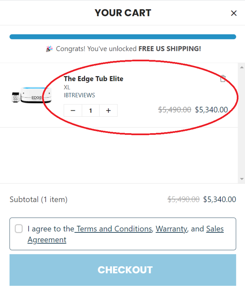 Edge Tub Theory Discount Code Applied in Cart