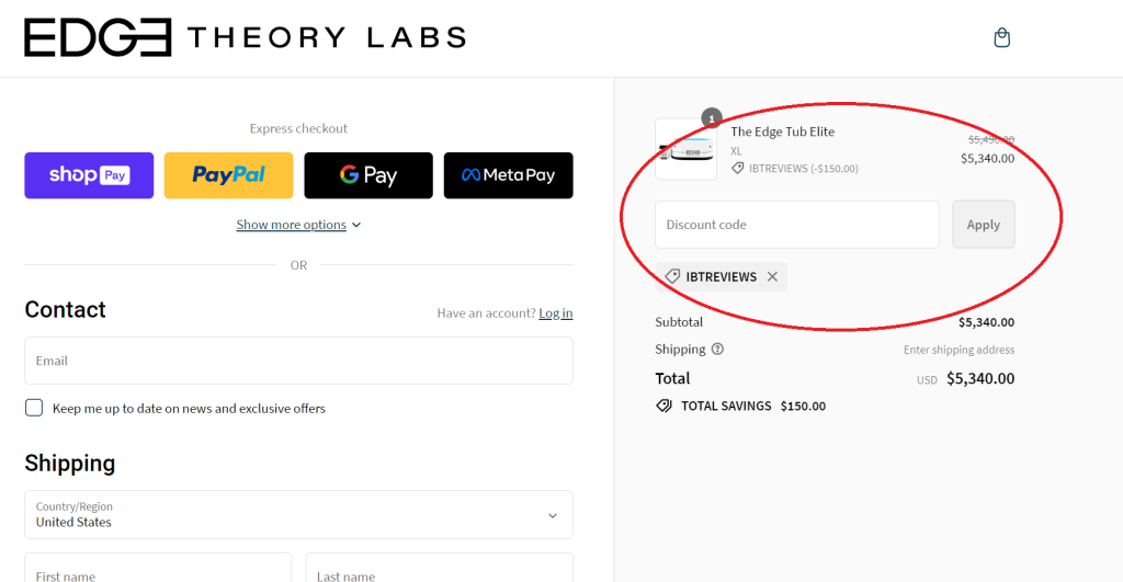 Edge Theory Labs Discount Applied at Checkout